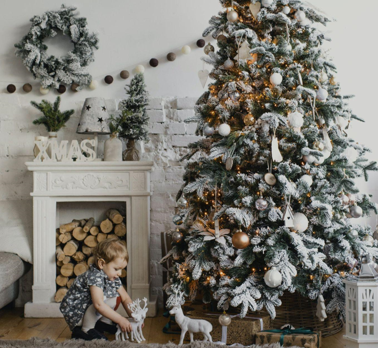 The Holidays with Flocked Artificial Christmas Trees